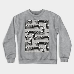 Spooktacular long dachshunds skeleton // pattern // light grey background skeleton dogs Crewneck Sweatshirt